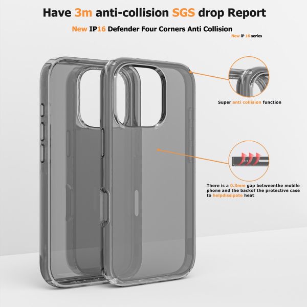 For Iphone 16 Pro Case Translucent Black