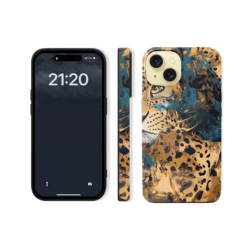 For iPhone 13 Dual layers Protective case,Leopard Print