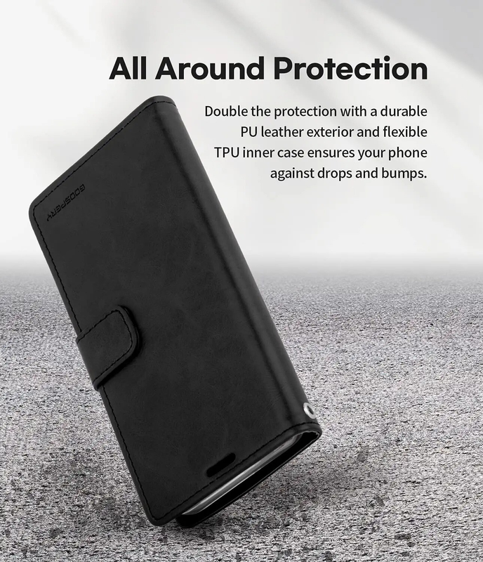 Flip Wallet Case for iPhone 17 -Black + 2 x Screen Protectors