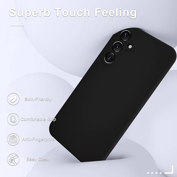 For Samsung Galaxy S25 Silicone Black case + 2x Screen Protector