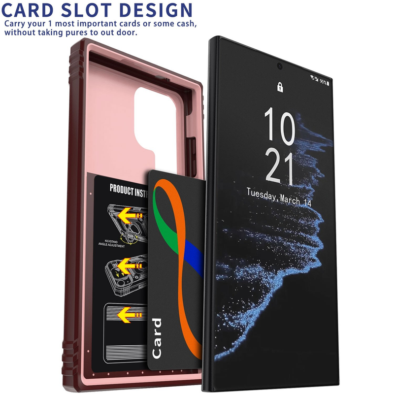 For Samsung Galaxy S21 Ultra Heavy Duty Case-Pink/Red