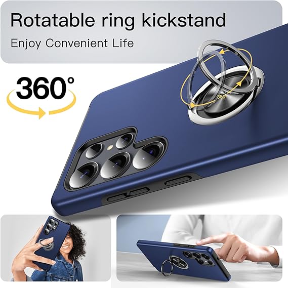 For Samsung Galaxy S24 Ultra Kickstand Navy Blue Case