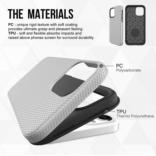 For iPhone 15 Pro Shockproof Case Rugged Silver Case