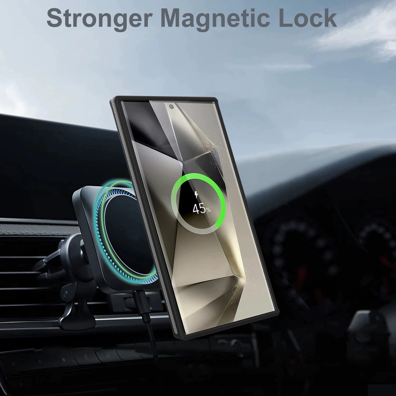 For Samsung Galaxy S25 Plus Matte Magsafe Strong Magnetic Shockproof Phone Case-Black