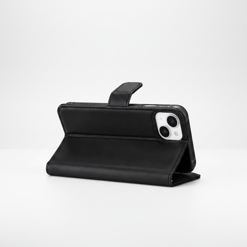 Premium 2-in-1 Black Detachable Wallet Case for iPhone 15