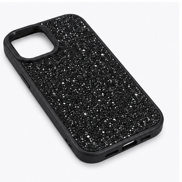 Glitter Protective Case for iPhone 15 – Shockproof Slim Fit Sparkle Back Cover (Black)