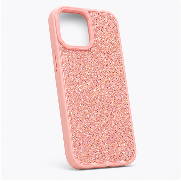 Luxury Glitter Crystal Protective Case for iPhone 13 – Shockproof Slim Fit Sparkle Back Cover (Pink)