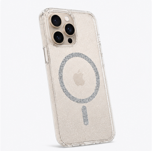 For iPhone 15 Pro Glitter Clear MagSafe Case – Shockproof Transparent Protective Cover