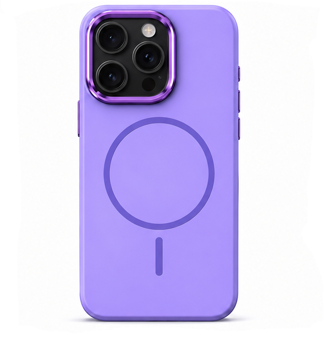 For iPhone 16 Pro Magsafe Silicone Purple Case + 2 x Tempered Glass Protectors