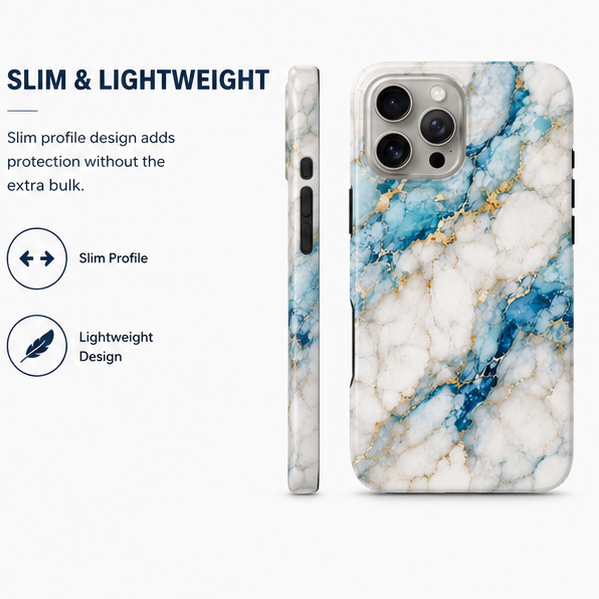 For iPhone 13 Pro Max Magsafe Marble Pattern Dual Layer Protective Case – BlueWhite