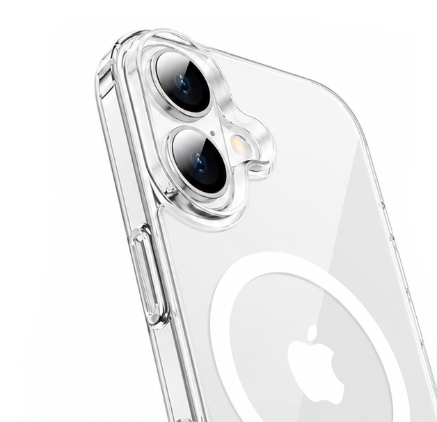 For iPhone 16 Plus Clear Magnetic Slim Case with a Tempered Glass Screen Protector