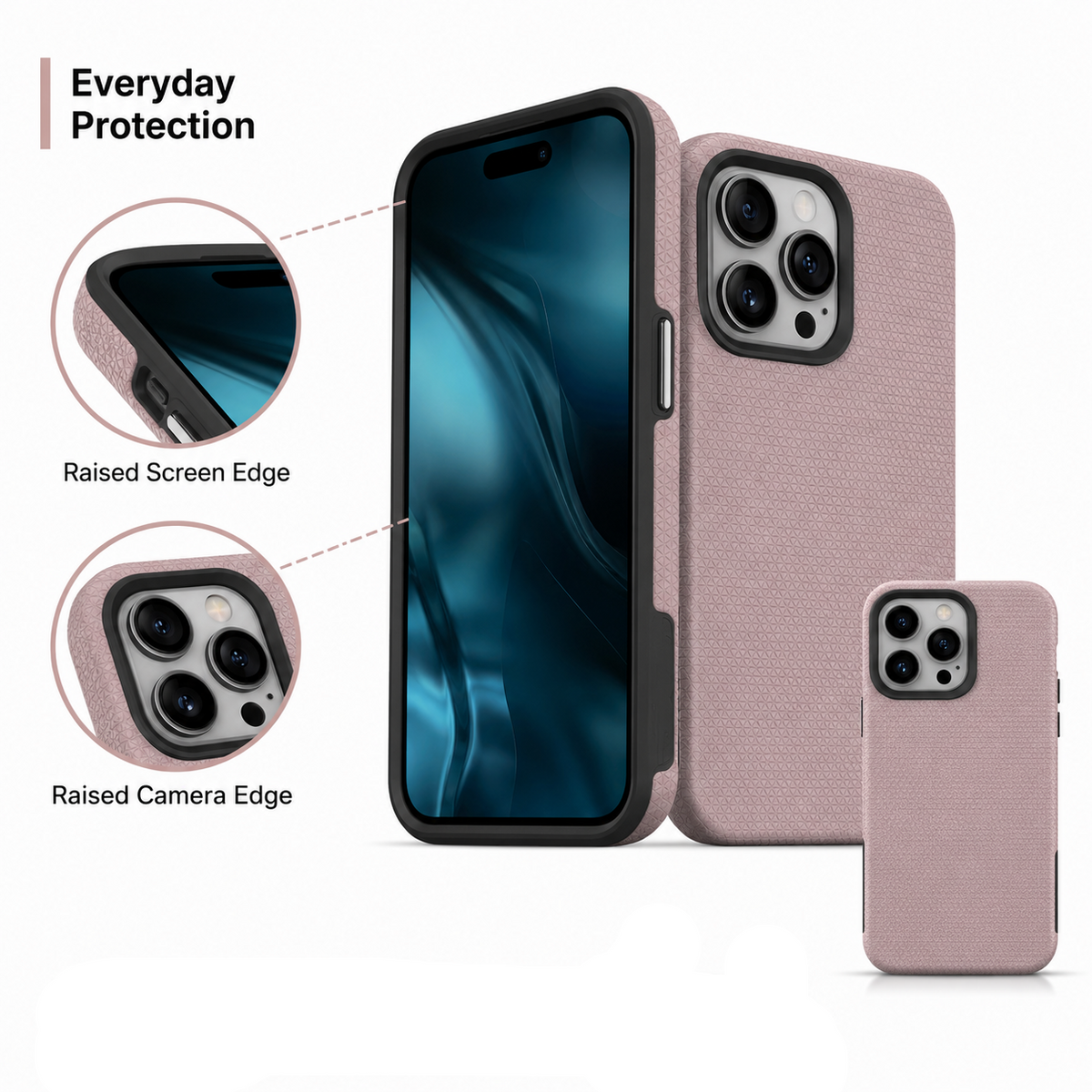 For iPhone 16 Pro Max Shockproof Case Rugged Rosegold Case