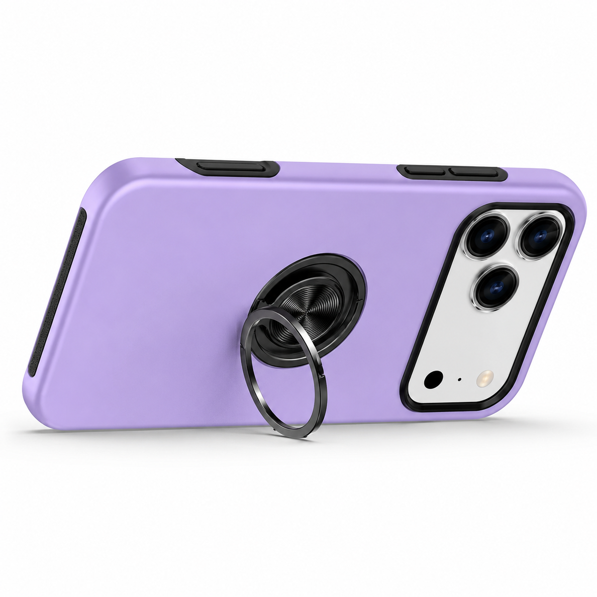 For iPhone 17 Pro Max Case with Metal Ring Stand-Purple