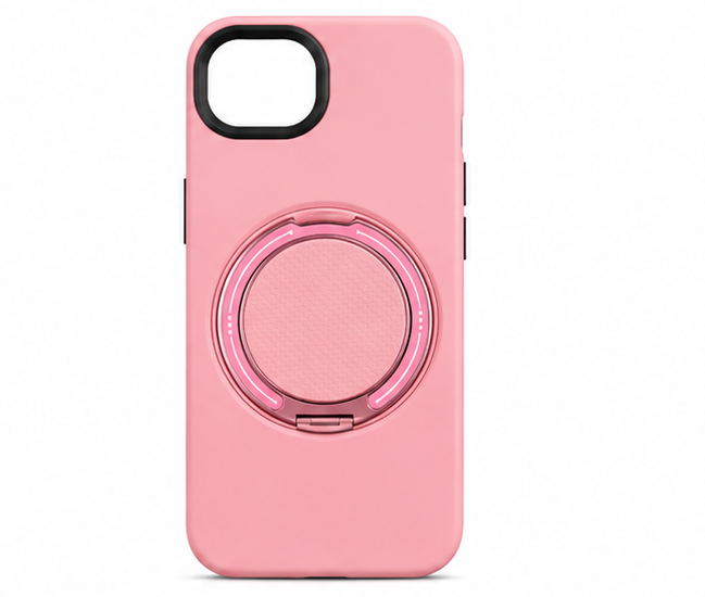 For iPhone 17e MagSafe Pink Spin Grip Ring Stand Case + 2 Pack Tempered Glass Screen Protectors | Shockproof Protective Cover