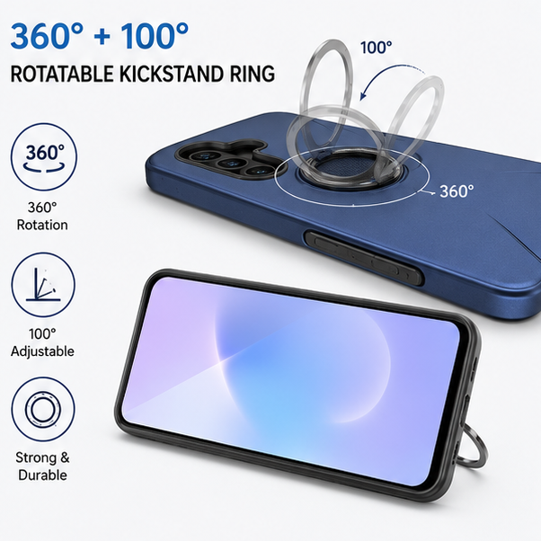 For Samsung Galaxy S25 FE Blue Magsafe Spin Grip Phone Case