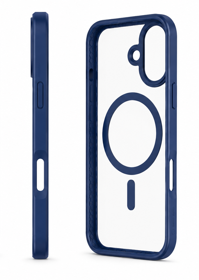 For iPhone 17 Navy Blue MagSafe Compatible Clear Case Shockproof Anti Drop
