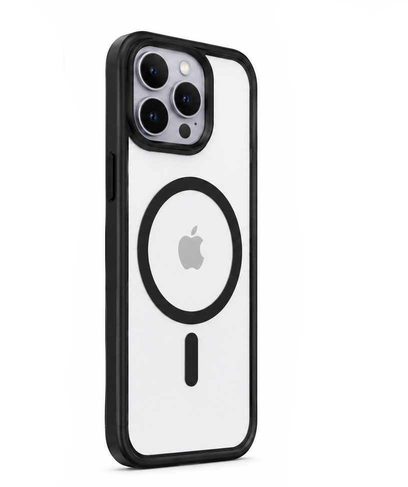 For iPhone 14 Pro-Black MagSafe Compatible Clear Case Shockproof Anti Drop