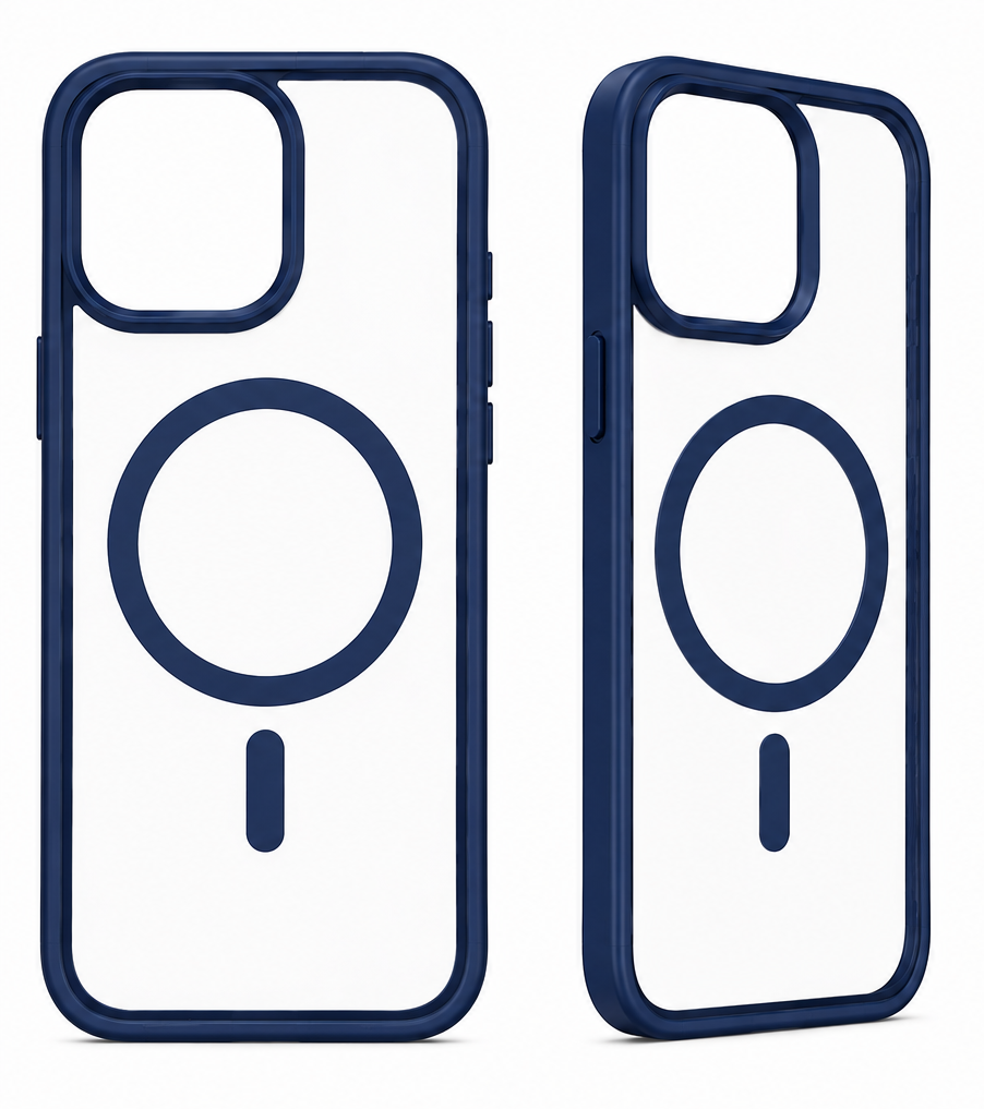 For iPhone 14 Pro Max-Navy Blue MagSafe Compatible Clear Case Shockproof Anti Drop