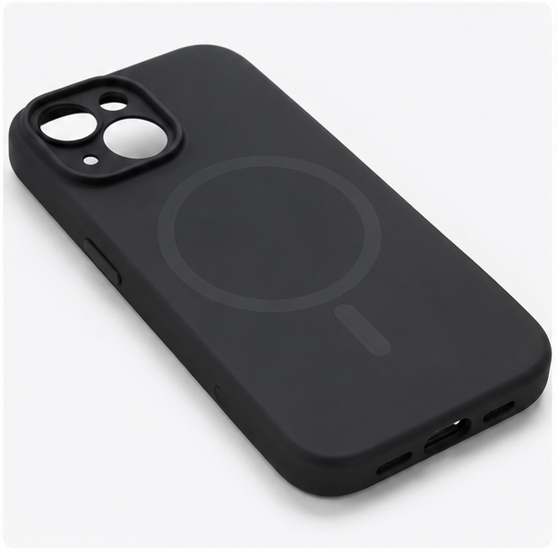 For iPhone 15 MagSafe Silicone Case Soft Touch Slim Shockproof Protective Cover Black