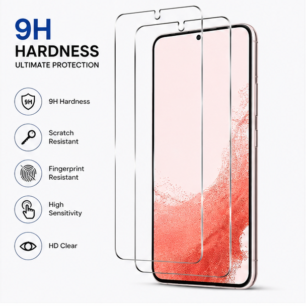 For Samsung Galaxy S21 Protective Navy Blue Ring Holder Case + 2 Pack Tempered Glass Screen Protectors | Shockproof Full Protection