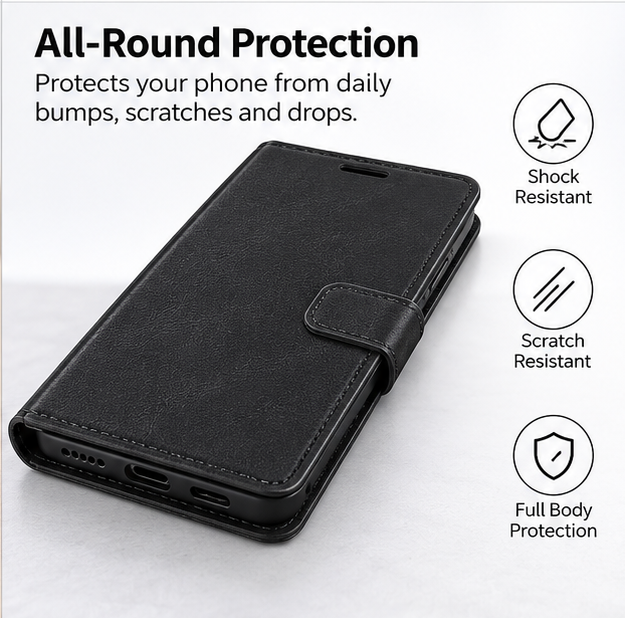 For Samsung Galaxy S24 FE Wallet Case Black Colour Flip Cover
