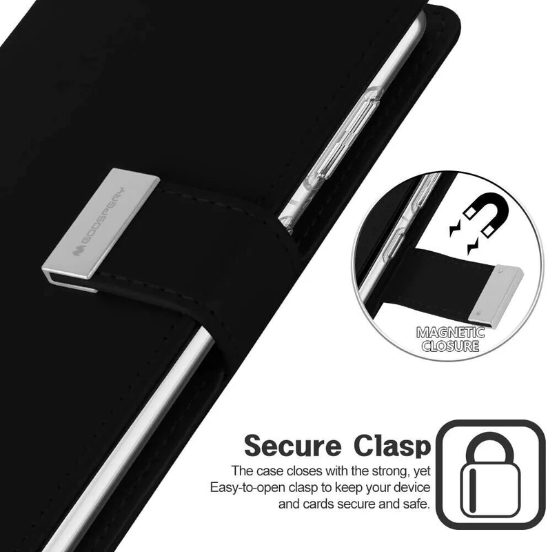 For Samsung Galaxy S22 Dual-Layer Wallet Case – Black Folio Cover with Card Slots