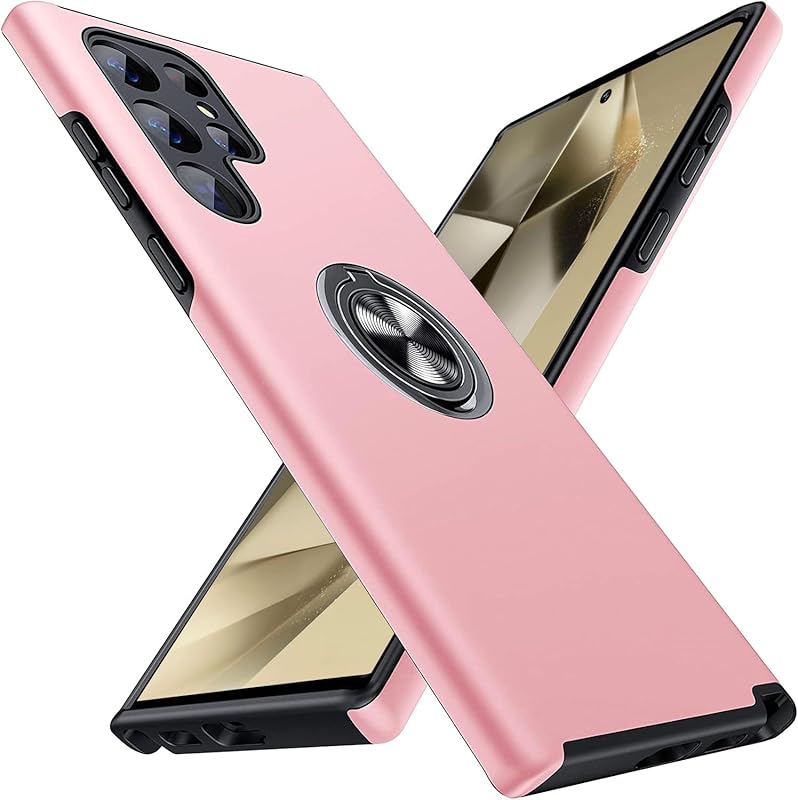 For Samsung Galaxy S26 Ultra Case with Ring Holder Kickstand Phone Case,Pink