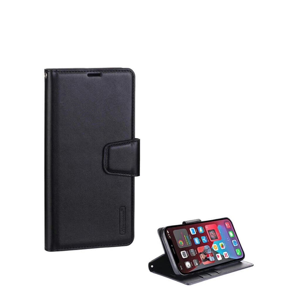 For iPhone 17 Wallet Case with Card holder with Lanyard Black Colour Flip Cover