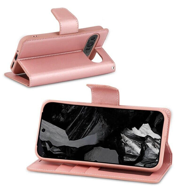 For Google Pixel 9 Pro Wallet Case with Card holder Rosegold Flip Cover