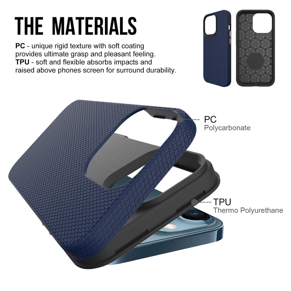 For iPhone 13 Pro Max Shockproof Rugged Blue Case + 2 Screen Protector