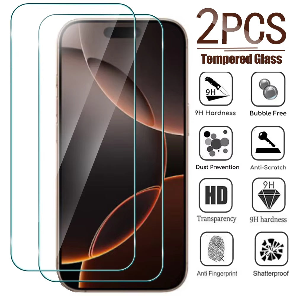 2 PCS for iphone 15 pro Tough Tempered Glass Screen Protector