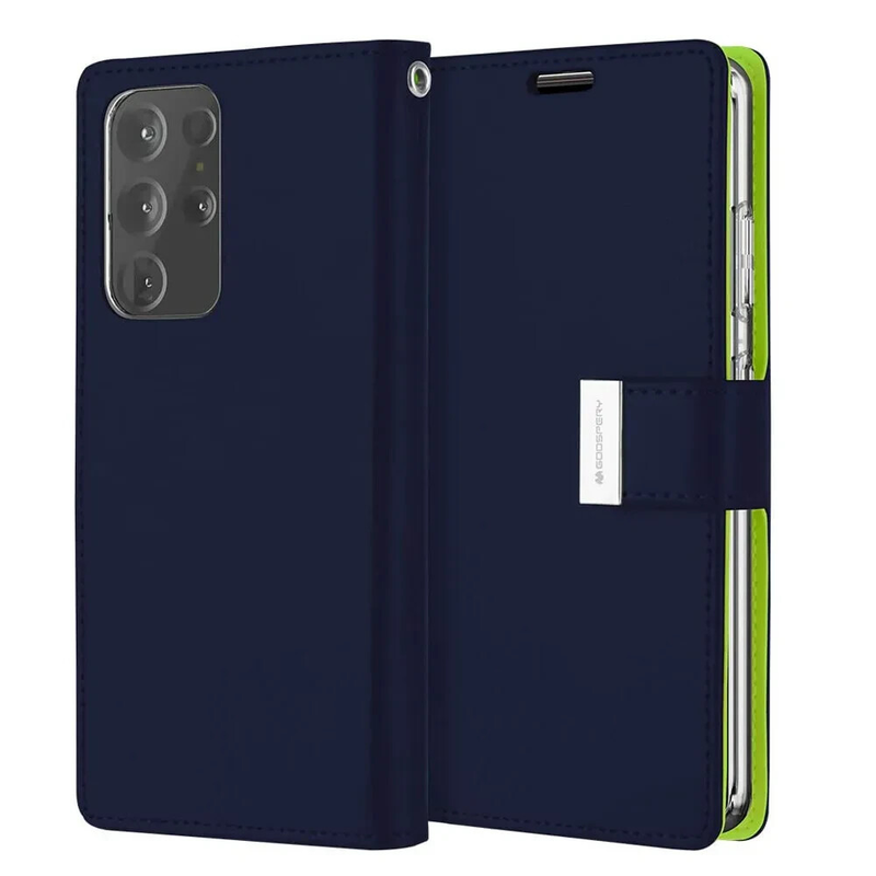 Dual layers wallet Cover For Samsung Galaxy S23 FE-Navy Blue