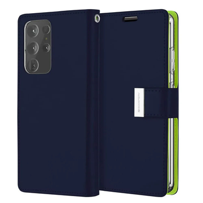 Dual layers wallet Cover For Samsung Galaxy S23 FE-Navy Blue