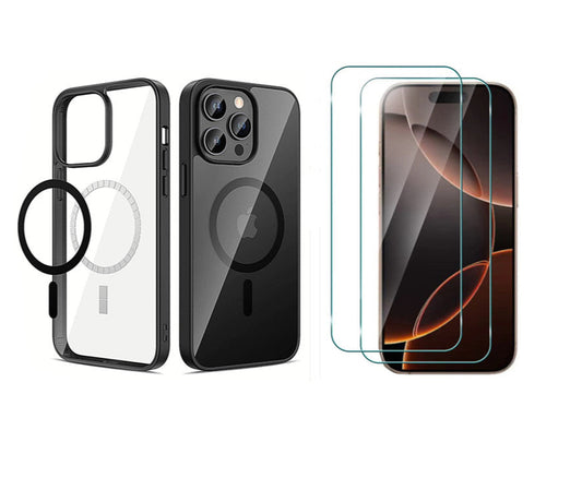 Slim Shockproof Case For iPhone 15 Pro  + 2 x Glass Screen Protectors