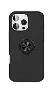 For iPhone 15 Pro Slim Case with Metal Ring Stand,Black Colour