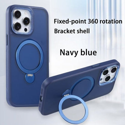 For iphone 16 Pro Magsafe Stand Ring Case-Navy Blue