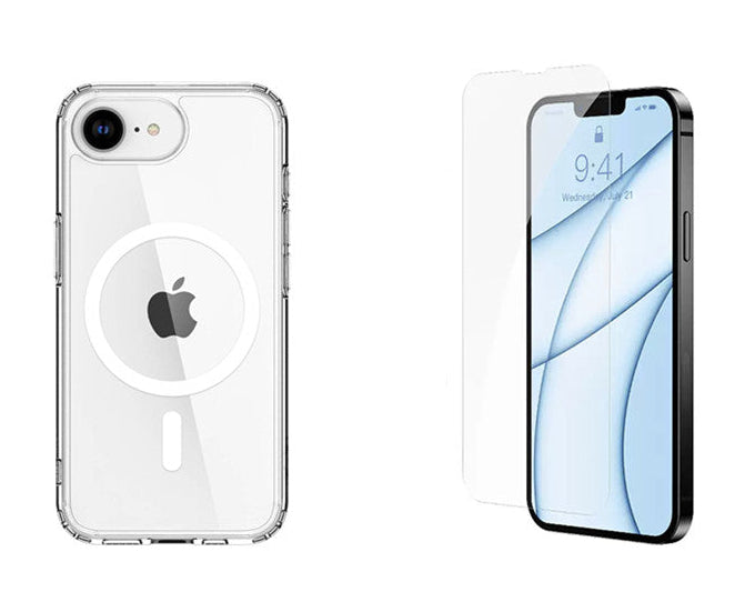 For iPhone 17e Clear Case Magsafe Cover + 1 x Tempered Glass Protector
