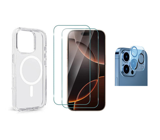 For iPhone 16 Pro Magsafe Clear Case+ 2x Screen Protector + 1x Camera Lens Protectors