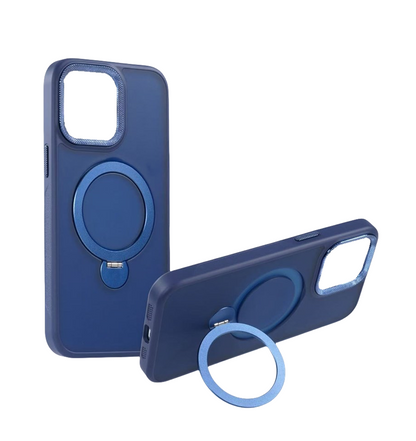 For iphone 15 Magsafe Stand Ring Case-Navy Blue
