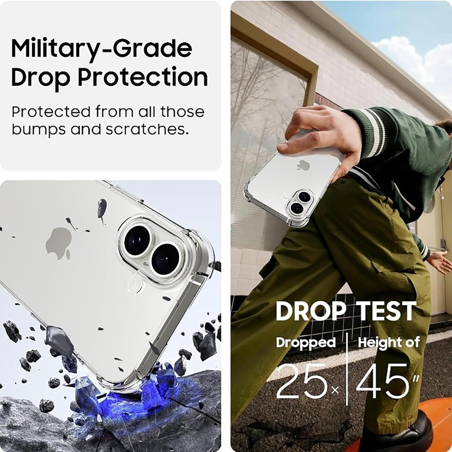 For iPhone 16 case  Crystal Clear Shockpoof with Reinforced Corners Slim Fit Soft TPU Bumper