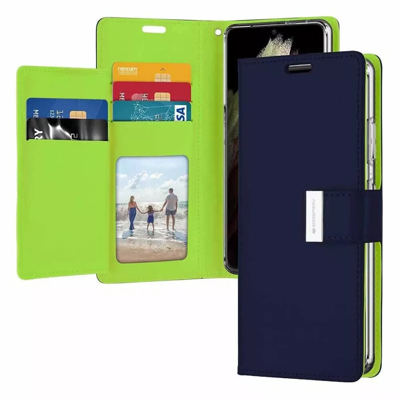 Dual layers wallet Cover For Samsung Galaxy S23 FE-Navy Blue