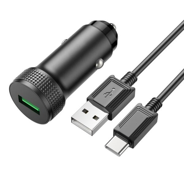 Universal Type C Car Charger Set Type-C to USB - black