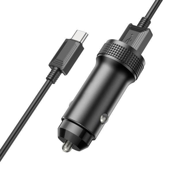 Universal Type C Car Charger Set Type-C to USB - black