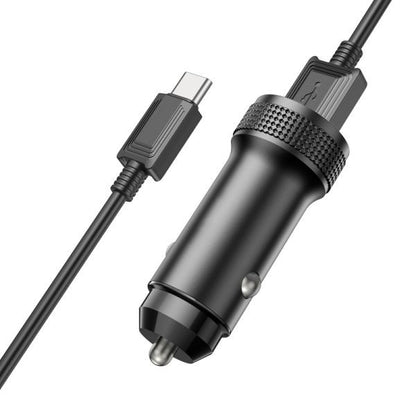Universal Type C Car Charger Set Type-C to USB - black