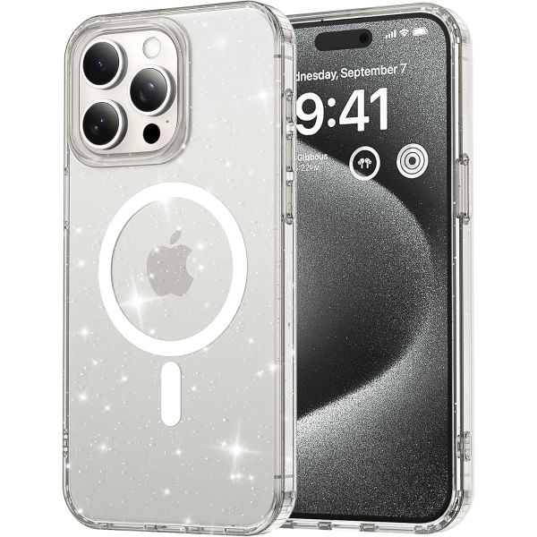 For iPhone 16 Pro Max Hard Glitter Shockproof MagSafe  Case