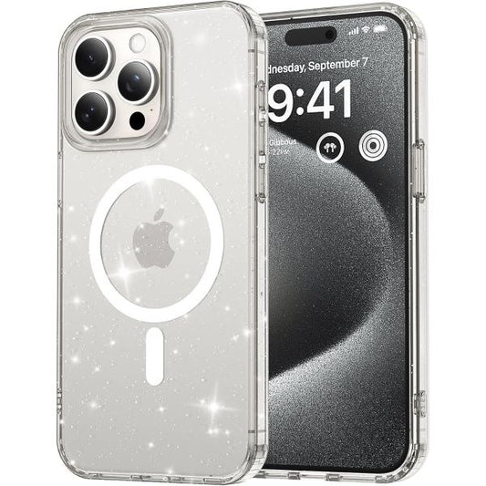 For iPhone 15 Pro Max Hard Glitter Shockproof MagSafe  Case