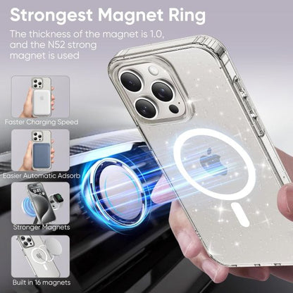 For iPhone 16 Pro Max Hard Glitter Shockproof MagSafe  Case