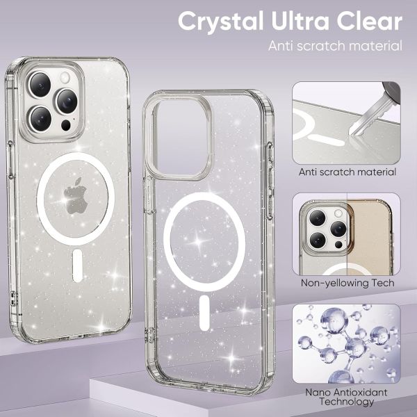 For iPhone 16 Pro Max Hard Glitter Shockproof MagSafe  Case