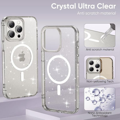 For iPhone 16 Pro Max Hard Glitter Shockproof MagSafe  Case