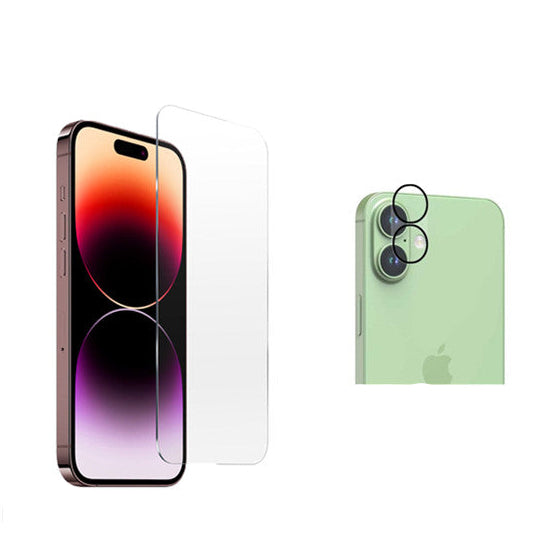 For iPhone 16 Tempered Glass Screen Protector + Camera Lens Protector